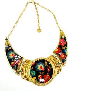 Desigual Floral Statement Necklace Maximalist Feminine Dramatic Avant Garde
